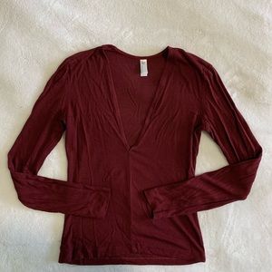 American Apparel Burgundy Longsleeve V Neck